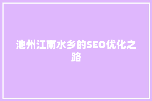 池州江南水乡的SEO优化之路