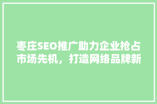 枣庄SEO推广助力企业抢占市场先机，打造网络品牌新高度