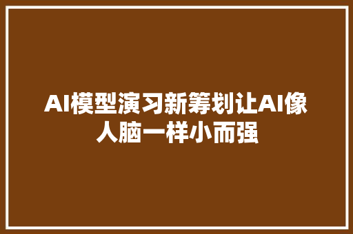 AI模型演习新筹划让AI像人脑一样小而强