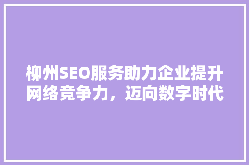 柳州SEO服务助力企业提升网络竞争力，迈向数字时代