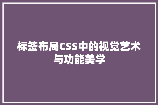 标签布局CSS中的视觉艺术与功能美学