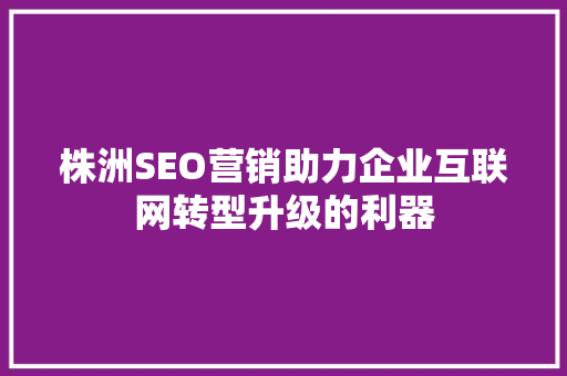株洲SEO营销助力企业互联网转型升级的利器