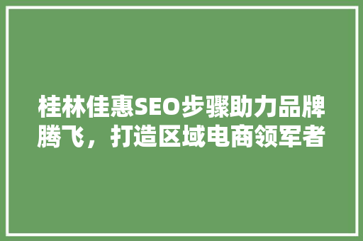 桂林佳惠SEO步骤助力品牌腾飞，打造区域电商领军者