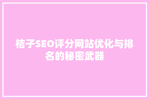桔子SEO评分网站优化与排名的秘密武器