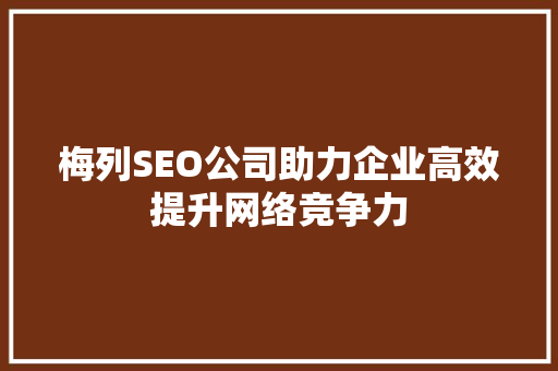 梅列SEO公司助力企业高效提升网络竞争力