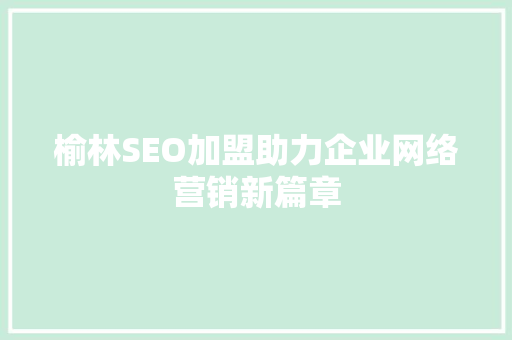 榆林SEO加盟助力企业网络营销新篇章