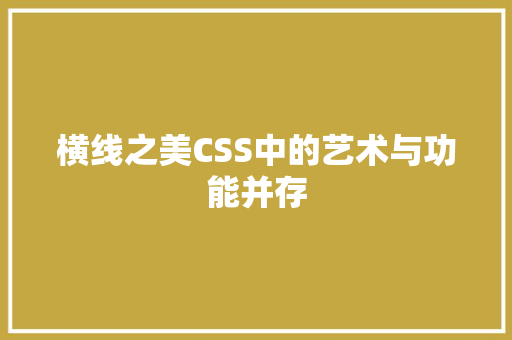 横线之美CSS中的艺术与功能并存