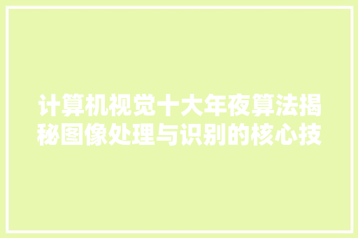 计算机视觉十大年夜算法揭秘图像处理与识别的核心技能