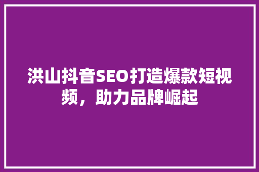 洪山抖音SEO打造爆款短视频，助力品牌崛起