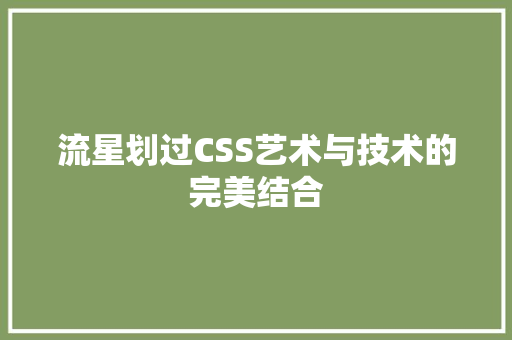 流星划过CSS艺术与技术的完美结合