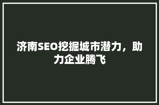 济南SEO挖掘城市潜力，助力企业腾飞