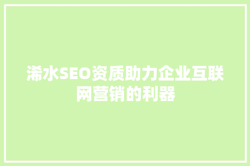 浠水SEO资质助力企业互联网营销的利器