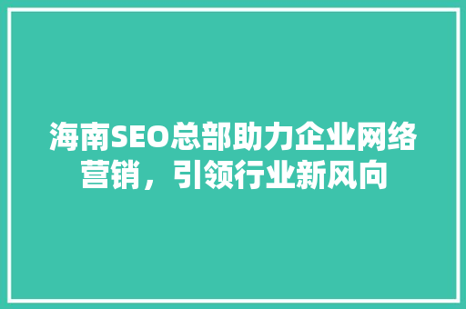 海南SEO总部助力企业网络营销，引领行业新风向