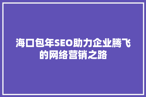 海口包年SEO助力企业腾飞的网络营销之路