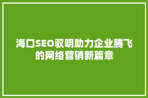 海口SEO驭明助力企业腾飞的网络营销新篇章