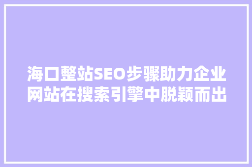 海口整站SEO步骤助力企业网站在搜索引擎中脱颖而出