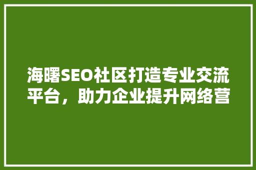 海曙SEO社区打造专业交流平台，助力企业提升网络营销效果