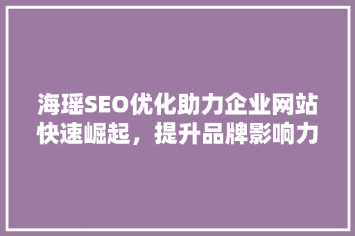 海瑶SEO优化助力企业网站快速崛起，提升品牌影响力