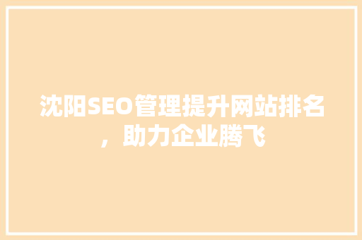 沈阳SEO管理提升网站排名，助力企业腾飞