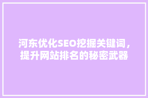 河东优化SEO挖掘关键词，提升网站排名的秘密武器