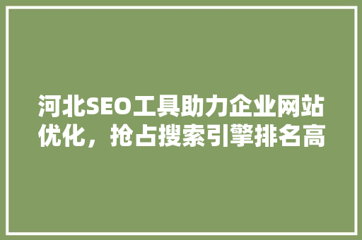 河北SEO工具助力企业网站优化，抢占搜索引擎排名高地