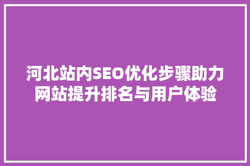 河北站内SEO优化步骤助力网站提升排名与用户体验