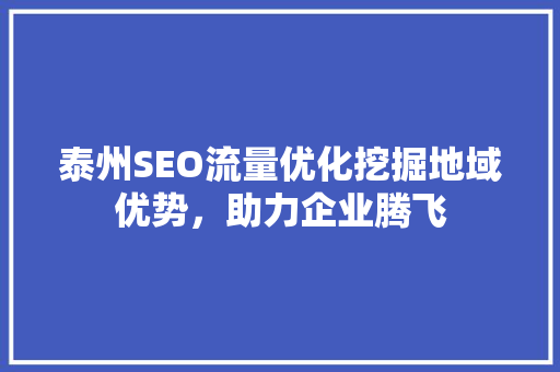 泰州SEO流量优化挖掘地域优势，助力企业腾飞
