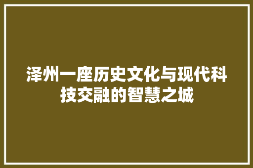 泽州一座历史文化与现代科技交融的智慧之城