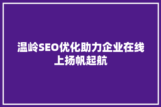 温岭SEO优化助力企业在线上扬帆起航