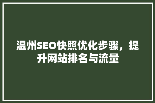温州SEO快照优化步骤，提升网站排名与流量