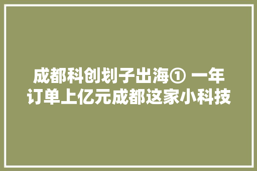 成都科创划子出海① 一年订单上亿元成都这家小科技公司竟要设海外研发中央