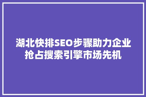 湖北快排SEO步骤助力企业抢占搜索引擎市场先机