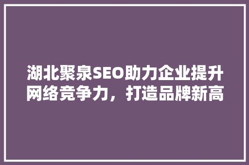 湖北聚泉SEO助力企业提升网络竞争力，打造品牌新高度