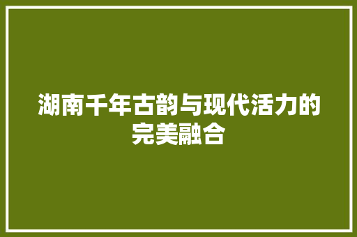 湖南千年古韵与现代活力的完美融合