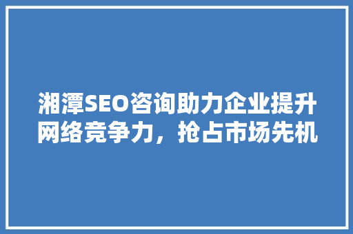 湘潭SEO咨询助力企业提升网络竞争力，抢占市场先机