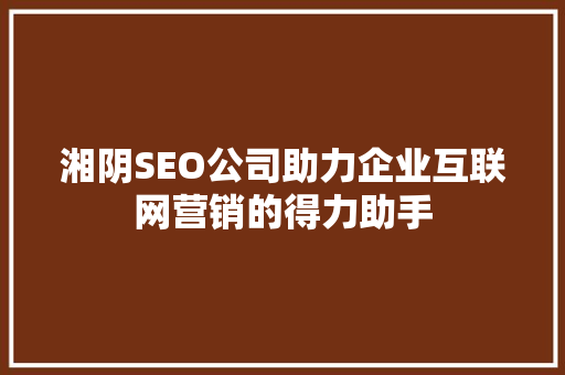 湘阴SEO公司助力企业互联网营销的得力助手