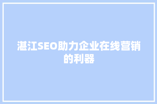 湛江SEO助力企业在线营销的利器