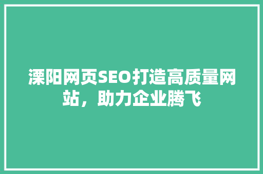 溧阳网页SEO打造高质量网站，助力企业腾飞