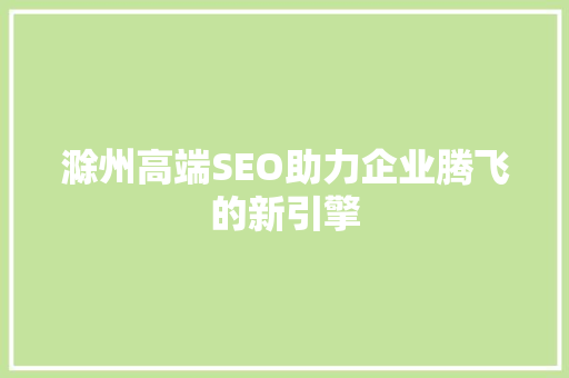 滁州高端SEO助力企业腾飞的新引擎