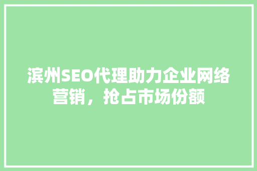 滨州SEO代理助力企业网络营销，抢占市场份额