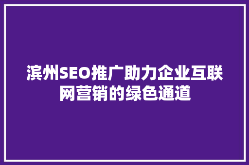 滨州SEO推广助力企业互联网营销的绿色通道