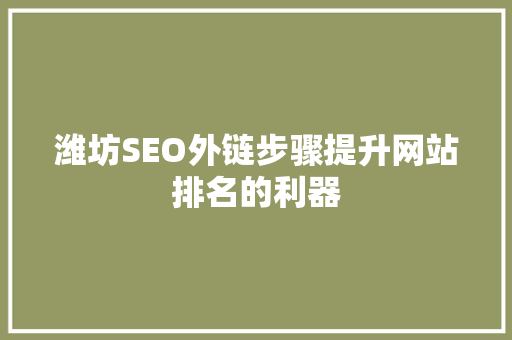 潍坊SEO外链步骤提升网站排名的利器