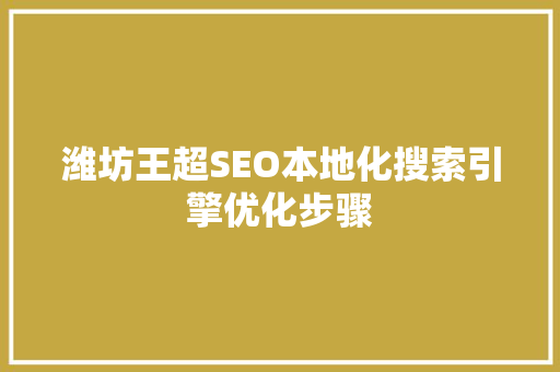 潍坊王超SEO本地化搜索引擎优化步骤