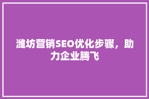潍坊营销SEO优化步骤，助力企业腾飞