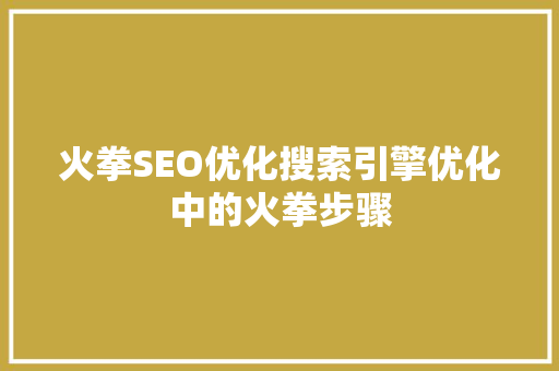 火拳SEO优化搜索引擎优化中的火拳步骤