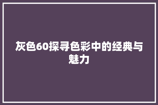 灰色60探寻色彩中的经典与魅力