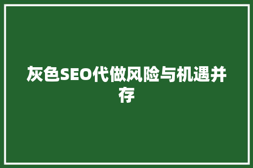 灰色SEO代做风险与机遇并存