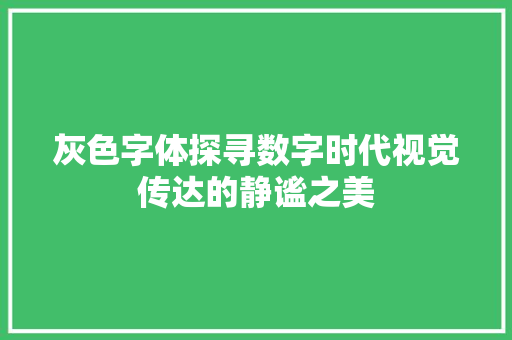 灰色字体探寻数字时代视觉传达的静谧之美