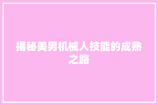 揭秘美男机械人技能的成熟之路