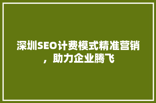 深圳SEO计费模式精准营销，助力企业腾飞